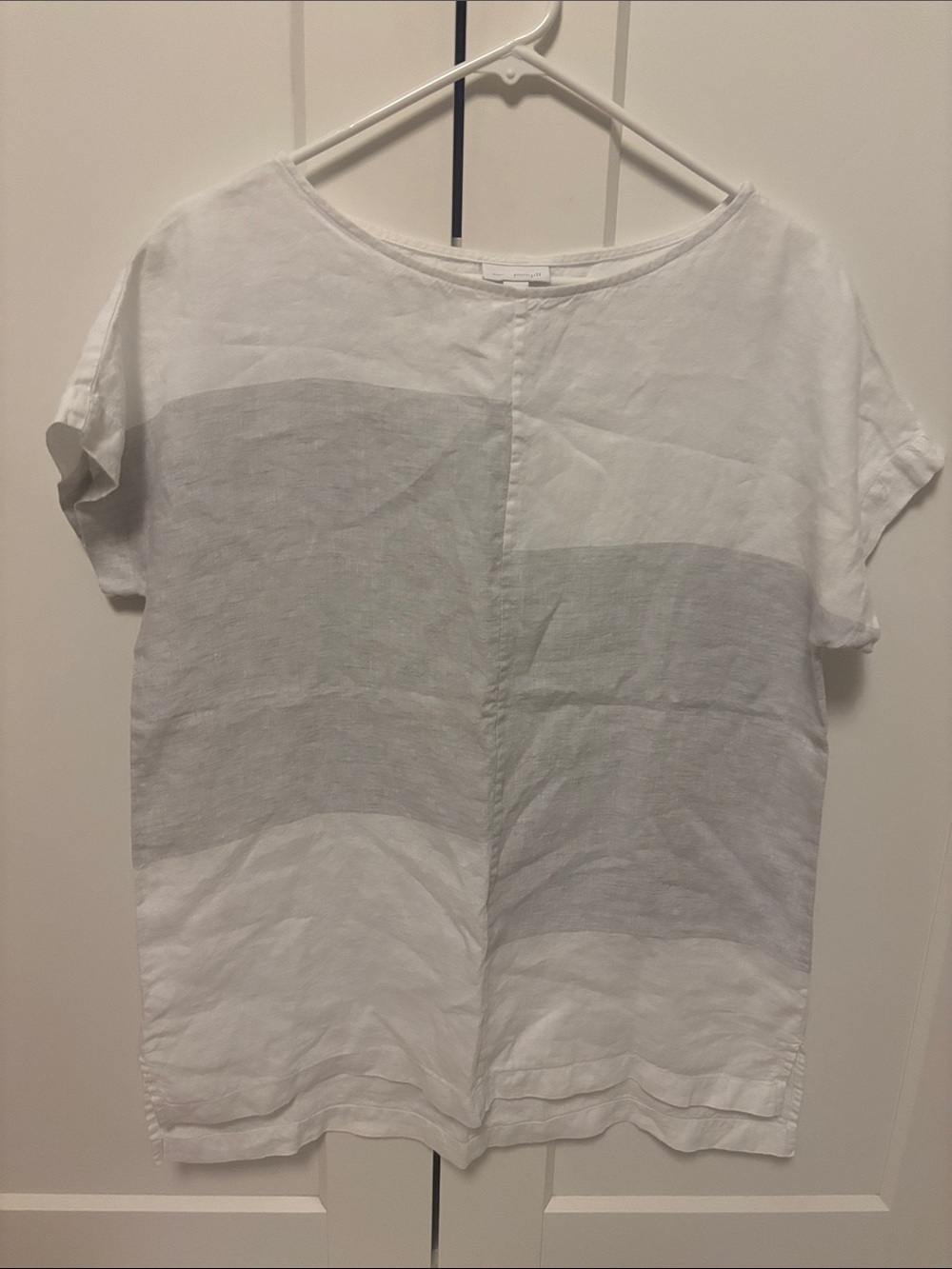 Pure Jill 100% Linen Color Block Top Size S